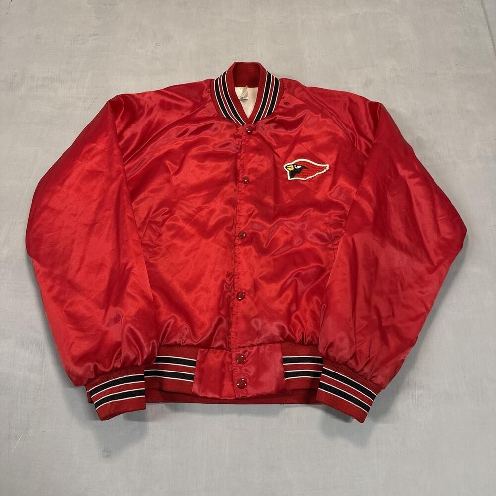 Chalk Line Men's satin bomber jacket 80s Red Size L
